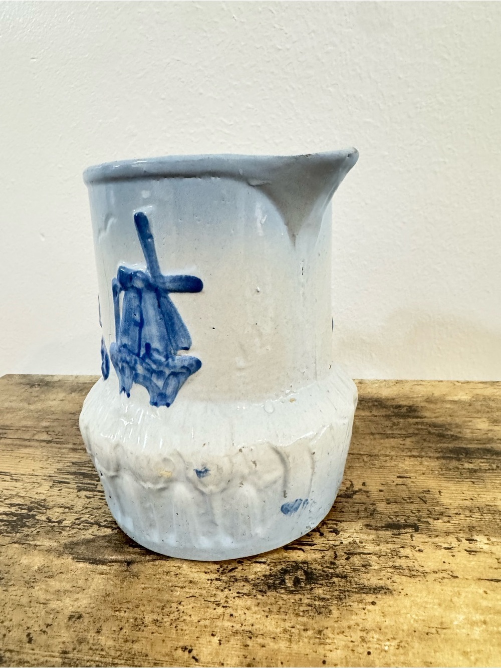 Blue & White Stoneware Pitcher Windmill Dutch Farmhouse Decor - Picture 10 of 12